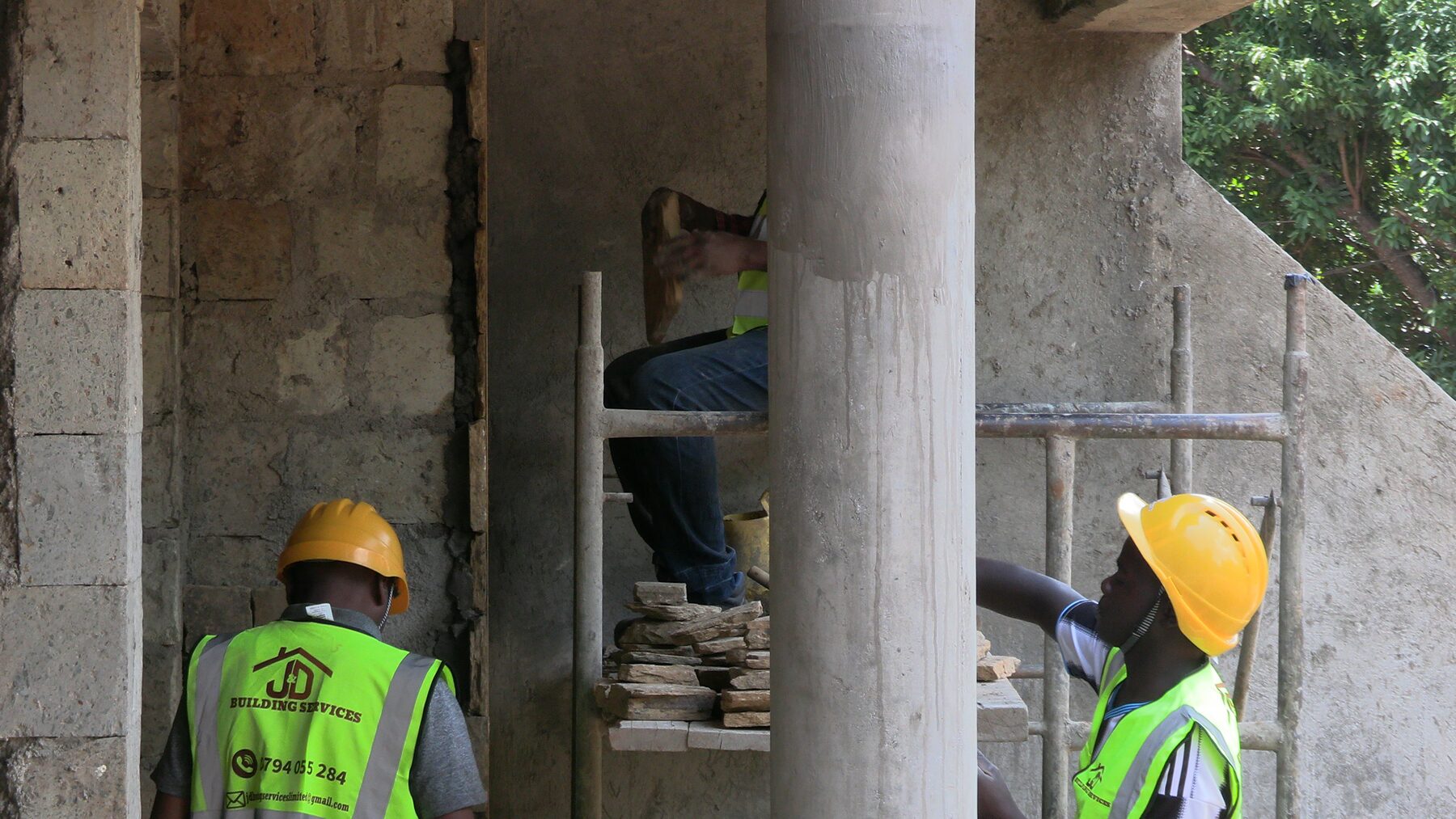 JD Building Services team working on site, representing diaspora clients on the ground